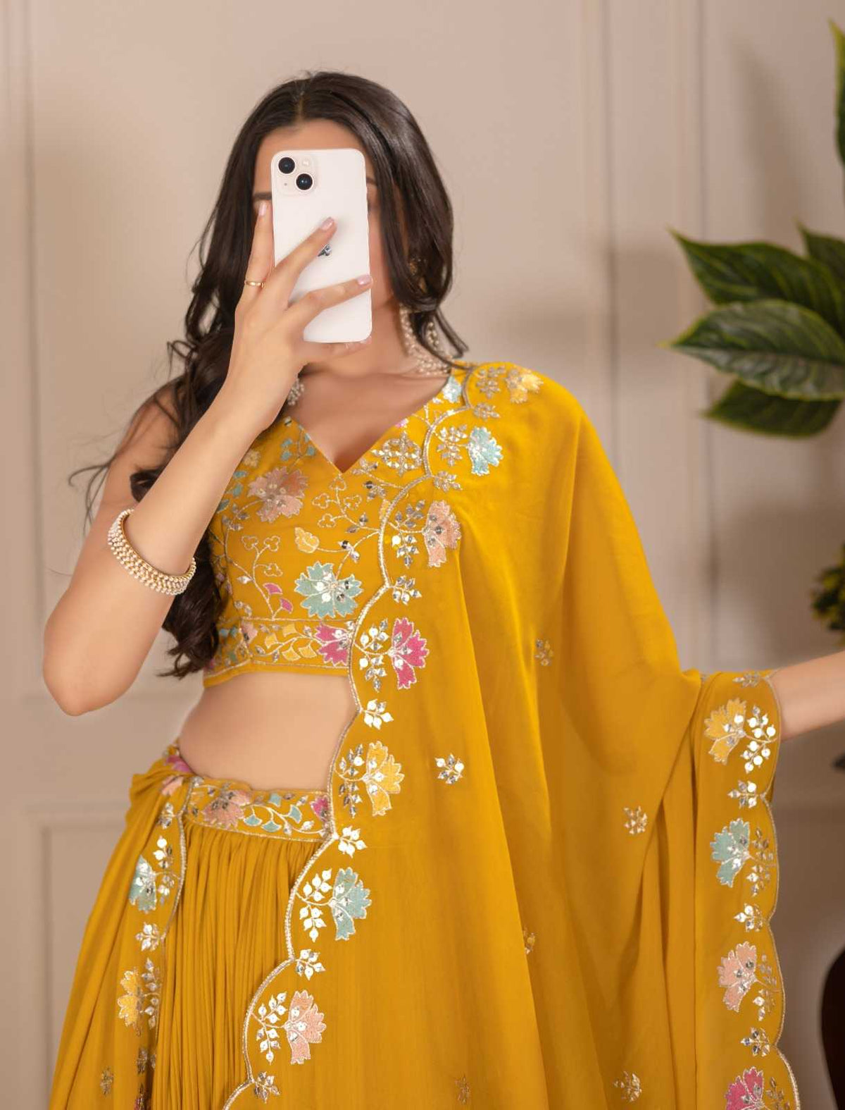 Faux Georgette Designer Lehenga in Red