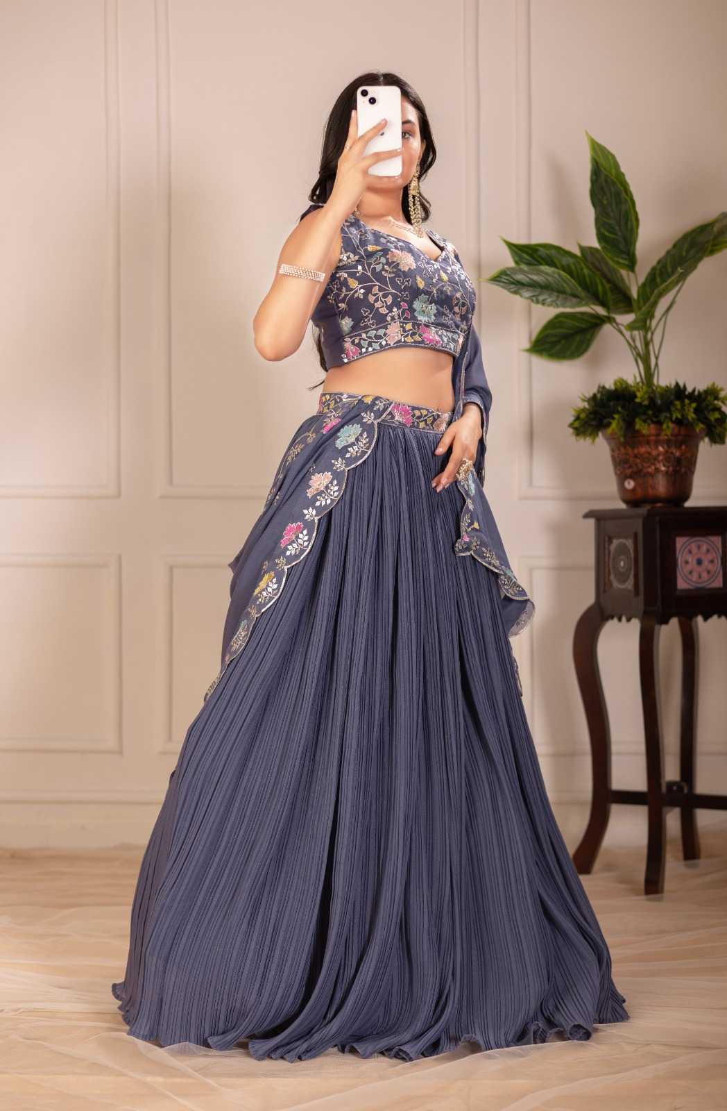 Faux Georgette Designer Lehenga in Red