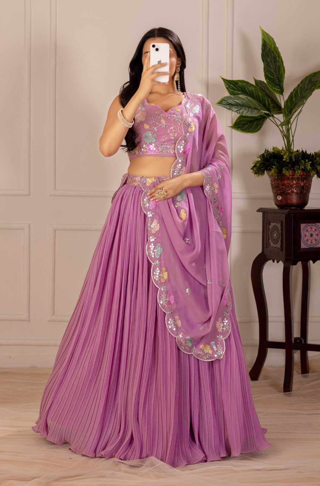 Faux Georgette Designer Lehenga in Red