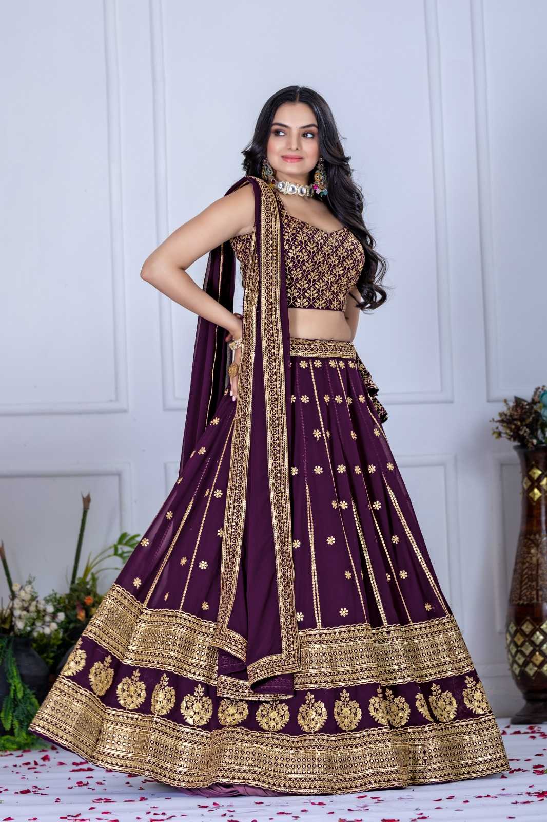 Faux Georgette Embroidered Lehenga