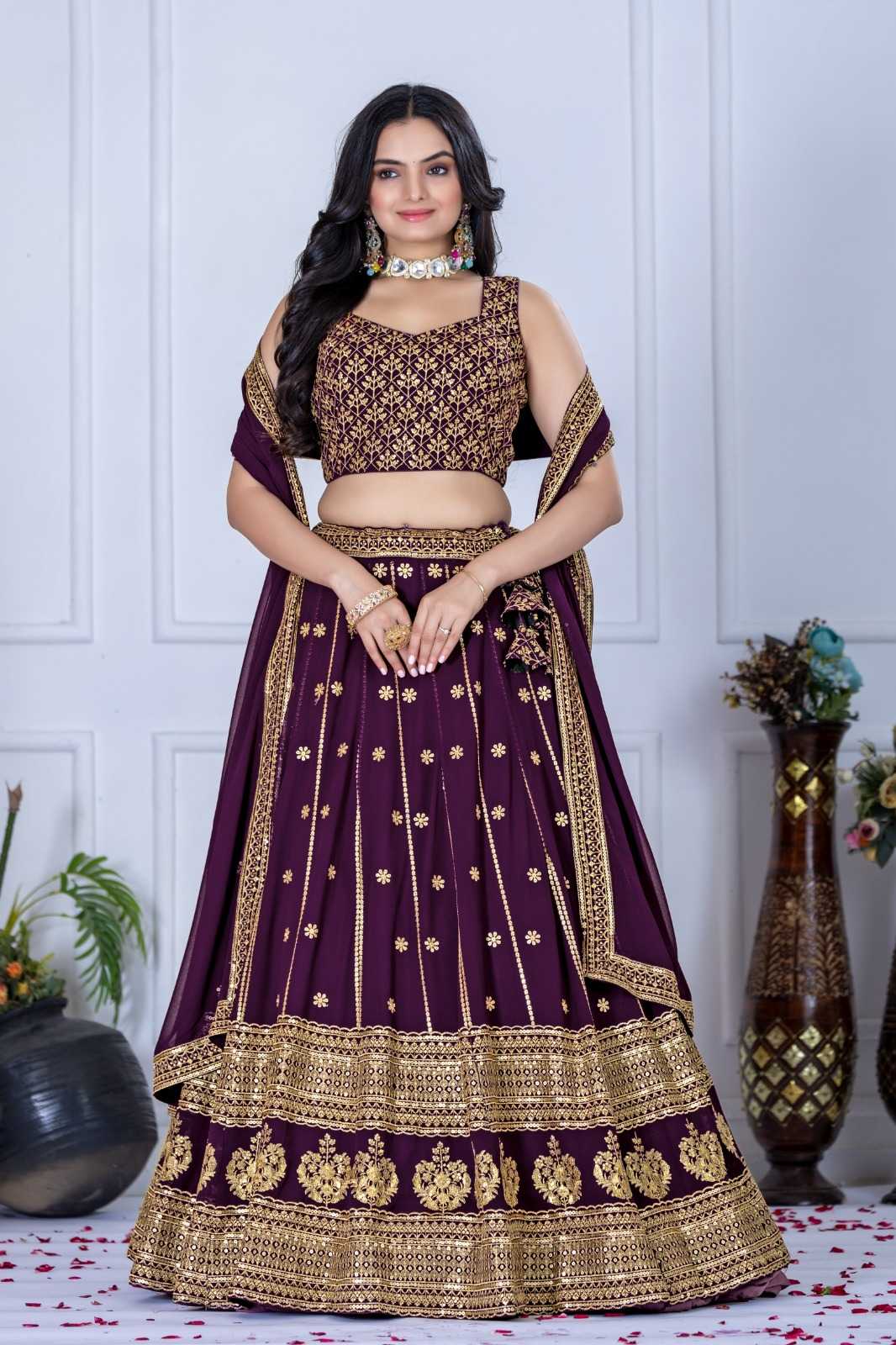 Faux Georgette Embroidered Lehenga