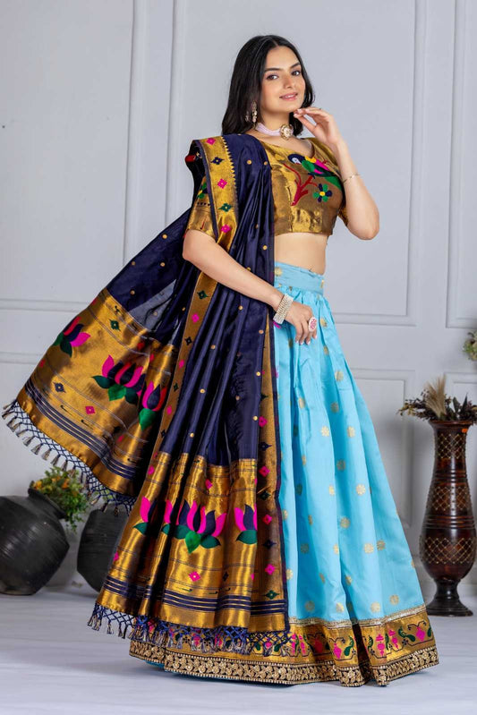 Lichi Silk Designer Lehenga in Green