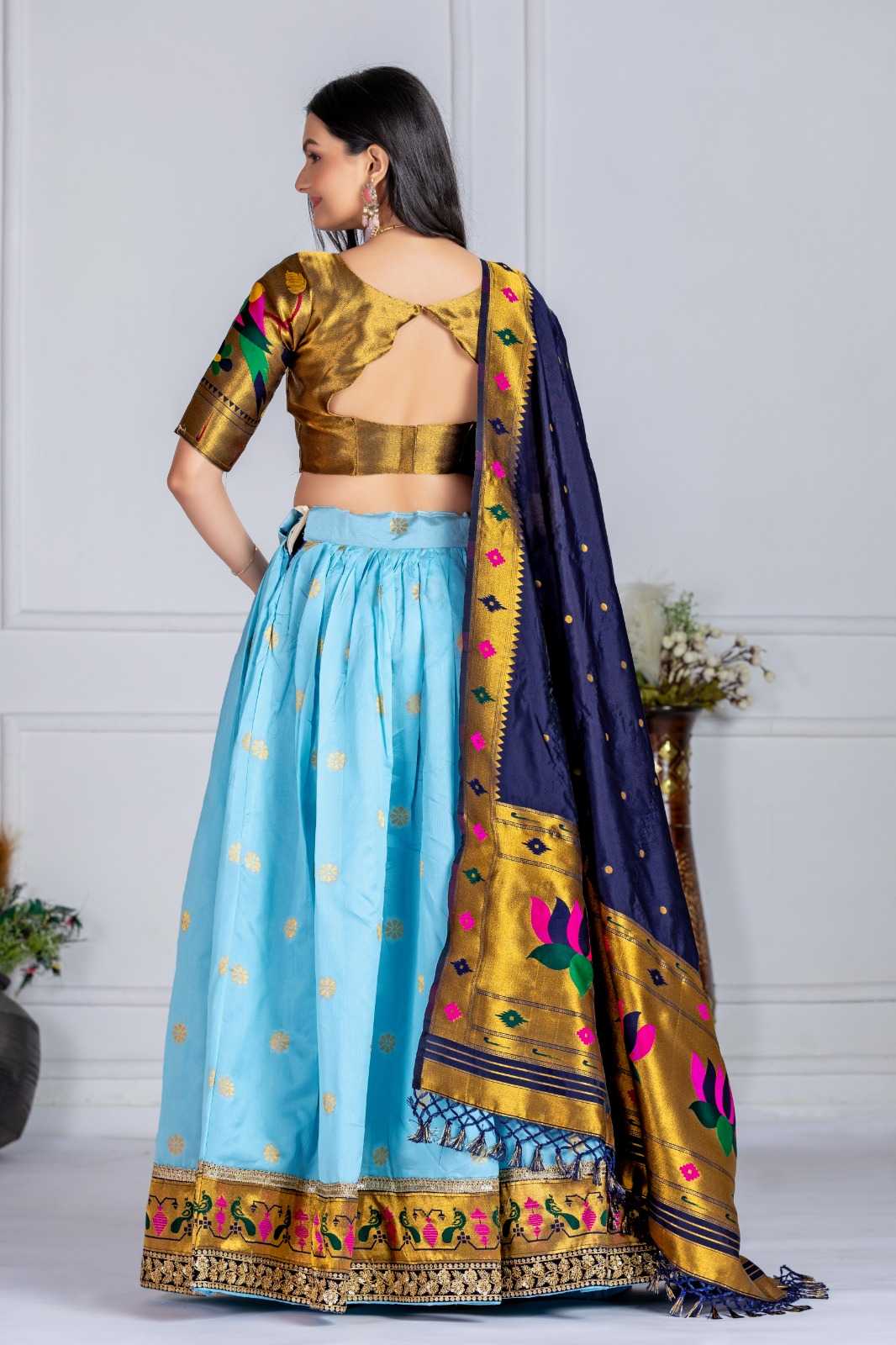 Lichi Silk Designer Lehenga in Green