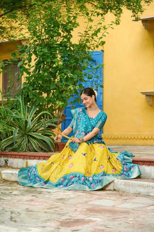 Lichi Silk Designer Lehenga in Mehndi