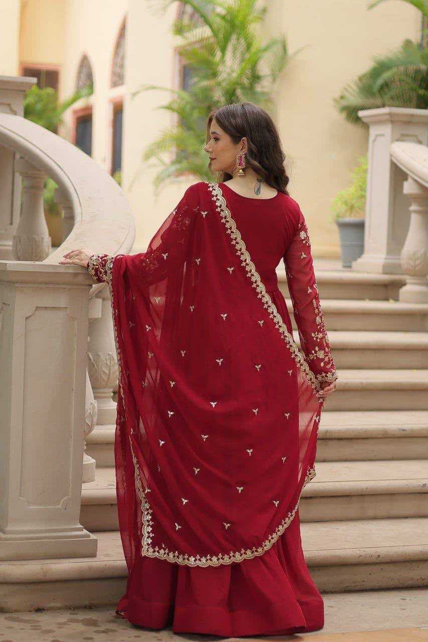 Faux Blooming Embroidery Gown