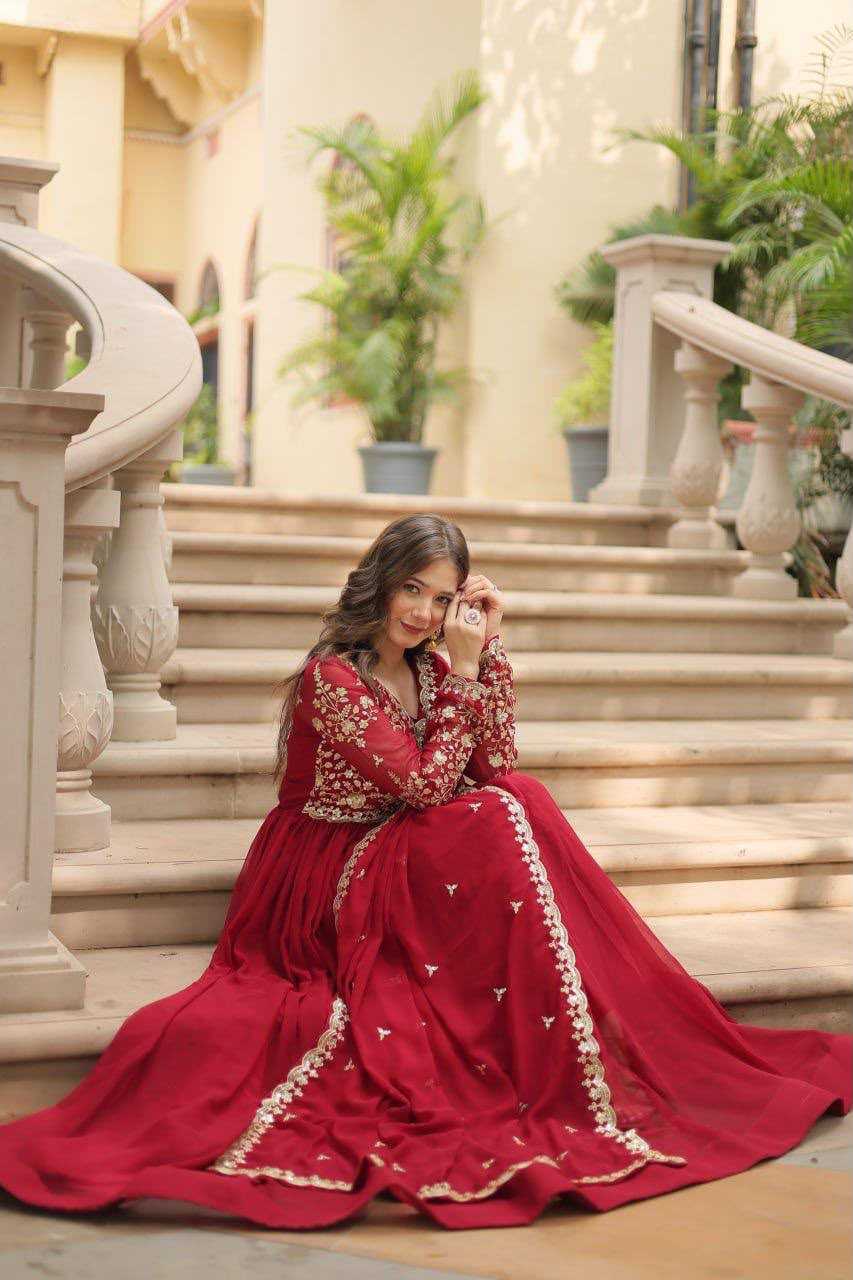 Faux Blooming Embroidery Gown