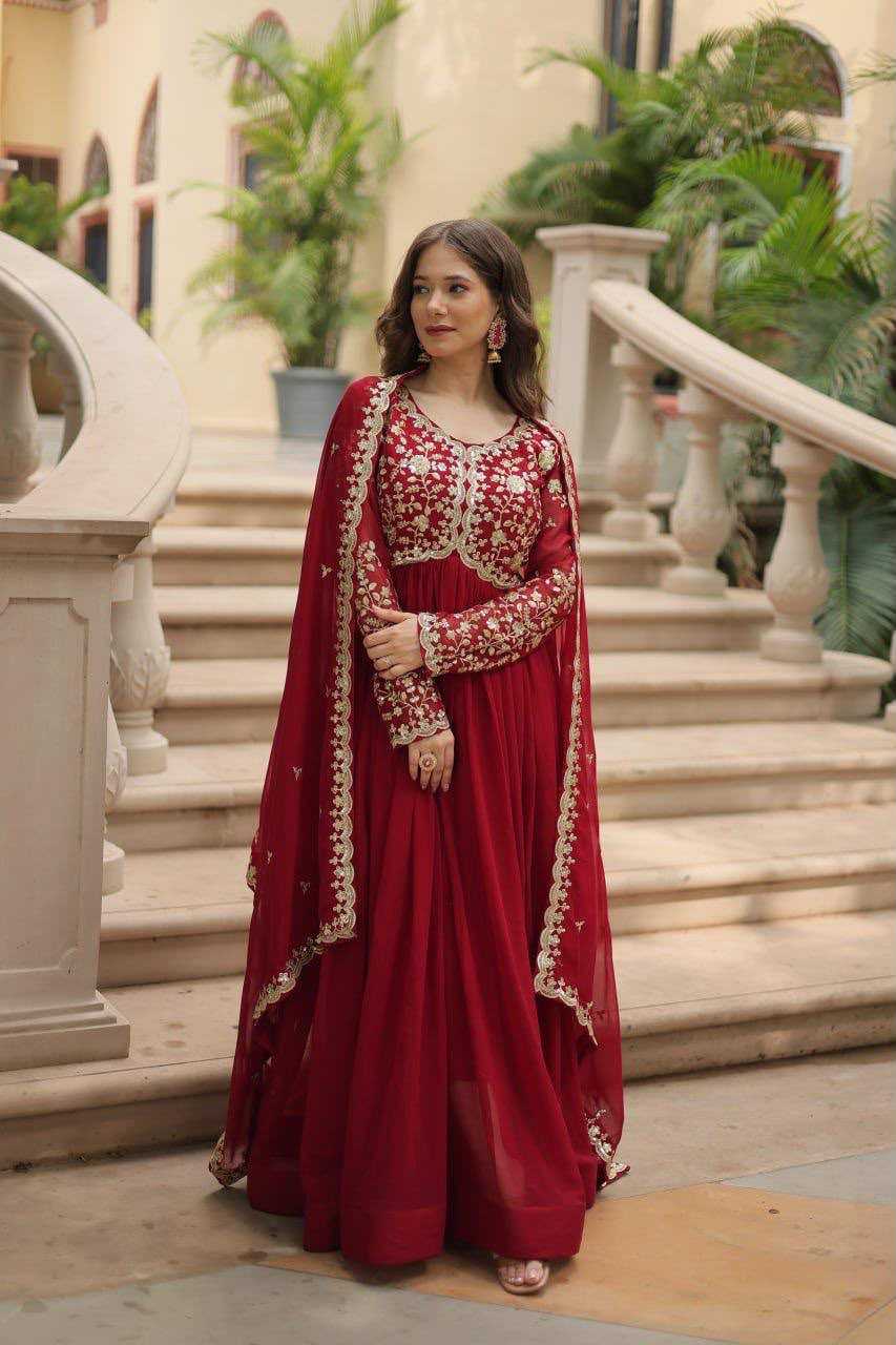 Faux Blooming Embroidery Gown