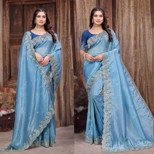 Soft Gold Crush Designer Saree
