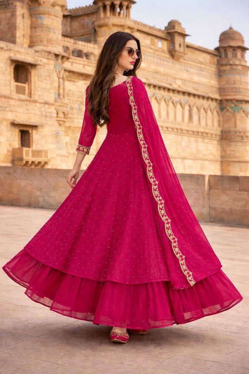 Soft Vichitra Anarkali Kurti