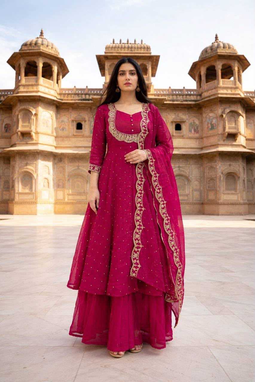 Soft Vichitra Anarkali Kurti
