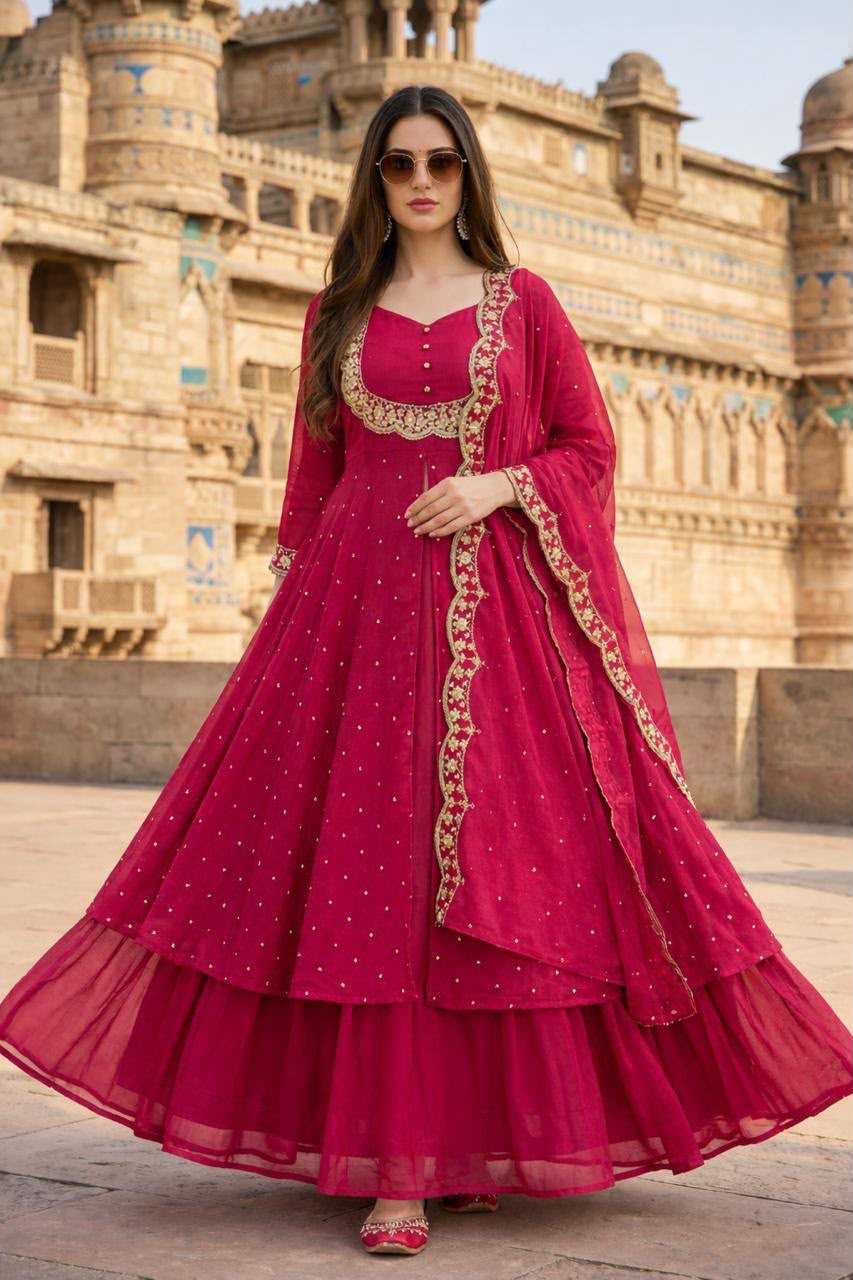 Soft Vichitra Anarkali Kurti