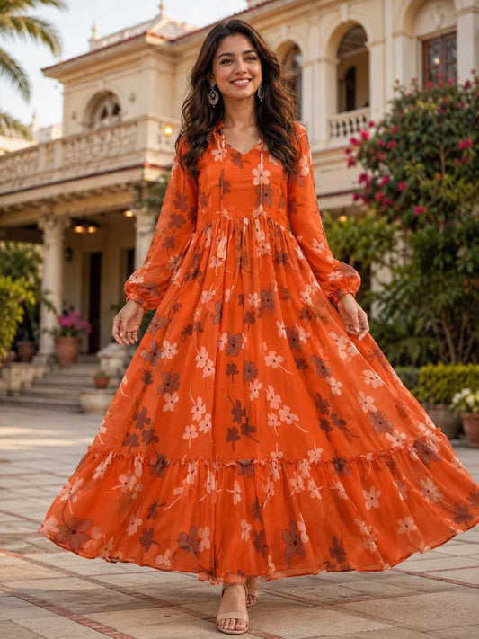 Saakshi Faux Georgette Printed Gown