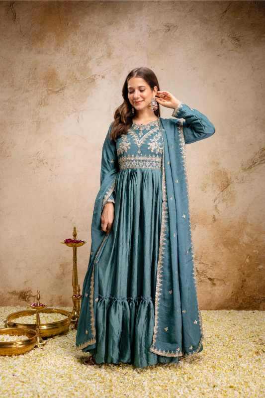 Rangoli Silk Embroidery Gown