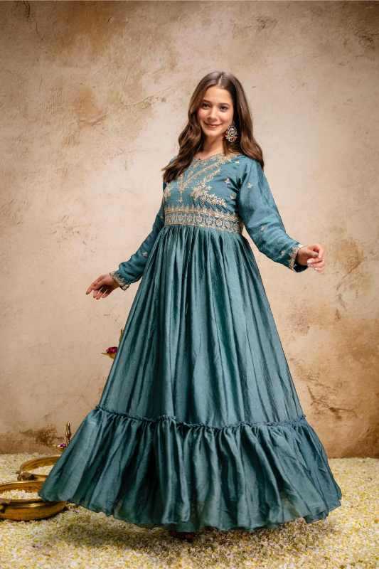 Rangoli Silk Embroidery Gown