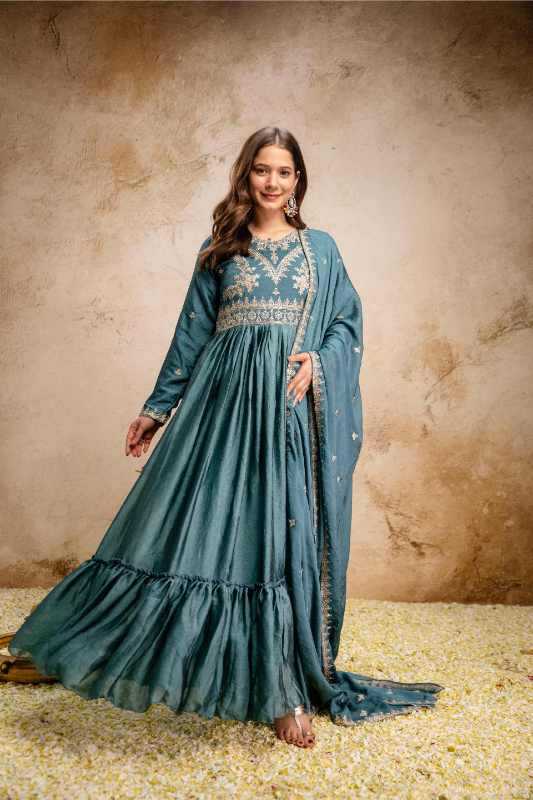 Rangoli Silk Embroidery Gown