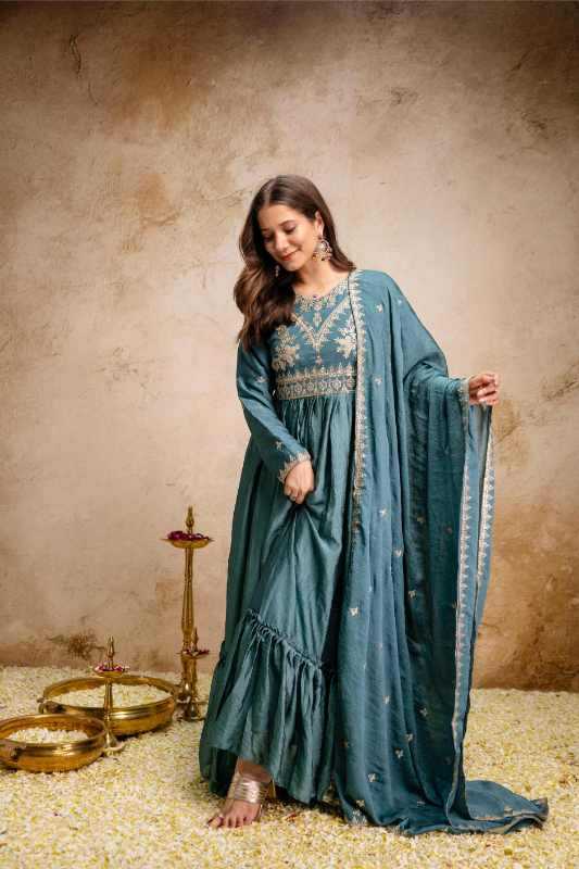 Rangoli Silk Embroidery Gown