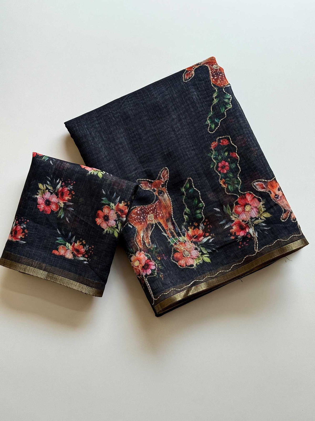 Amoli Linen Designer Saree in Black