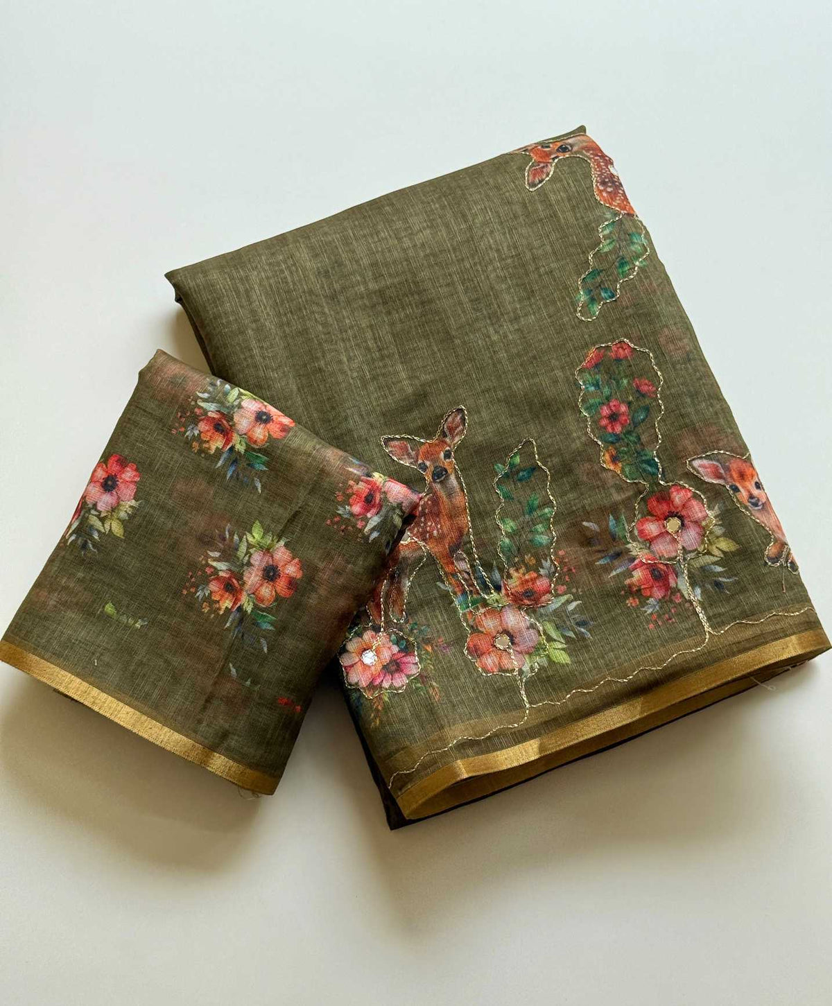 Amoli Linen Designer Saree in Black