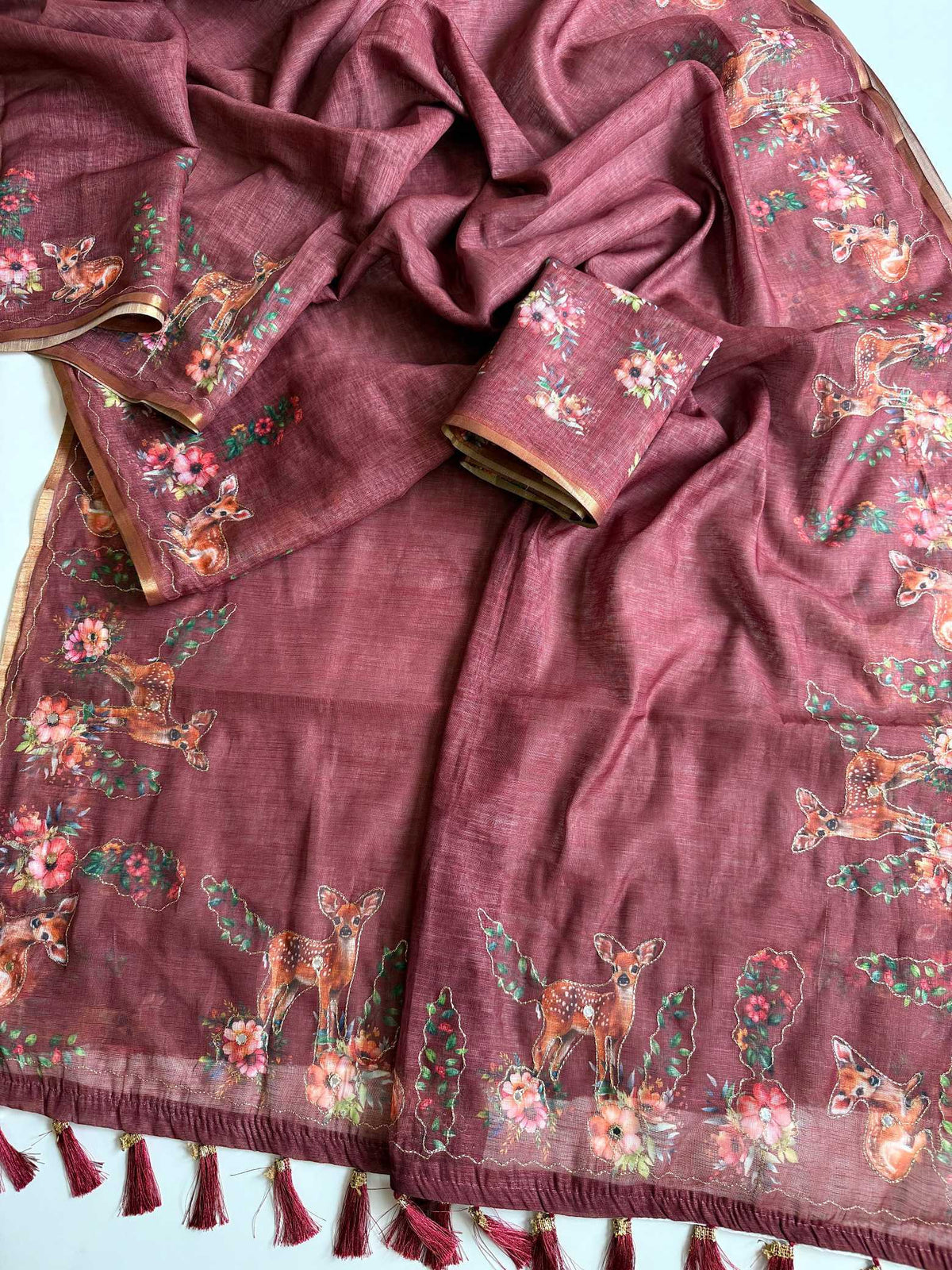 Amoli Linen Designer Saree in Black