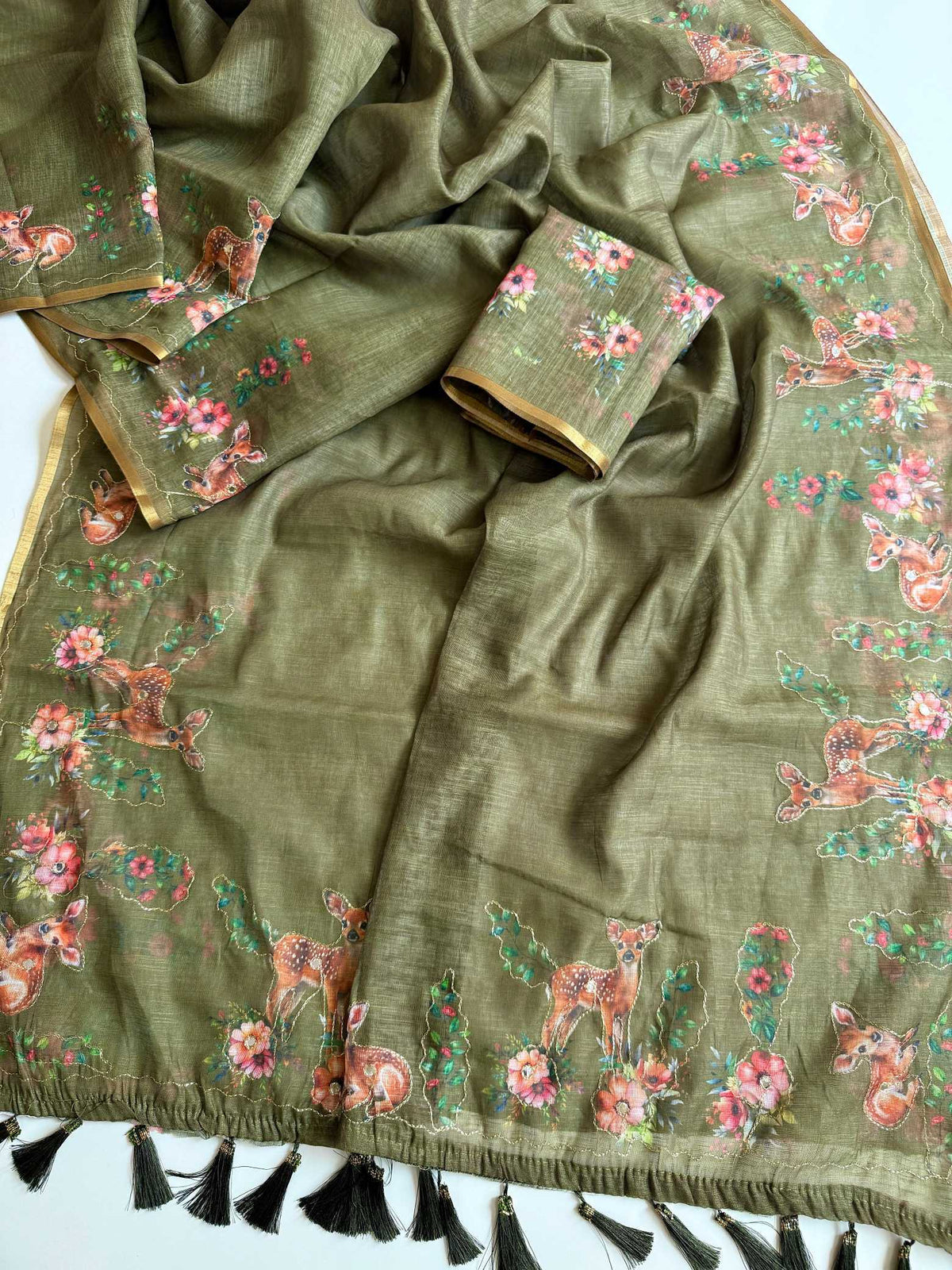 Amoli Linen Designer Saree in Black