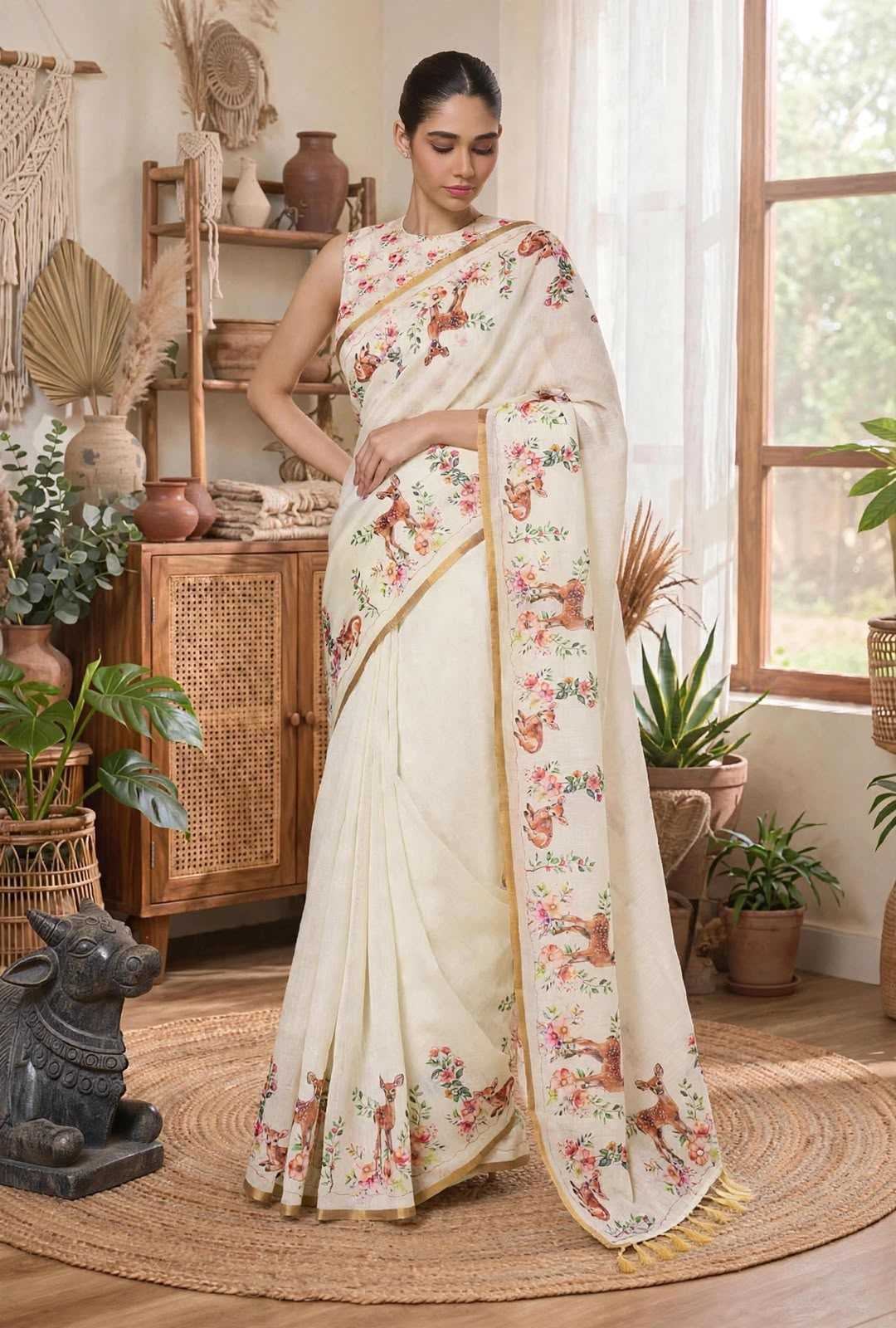 Bhavya Linen Designer Saree