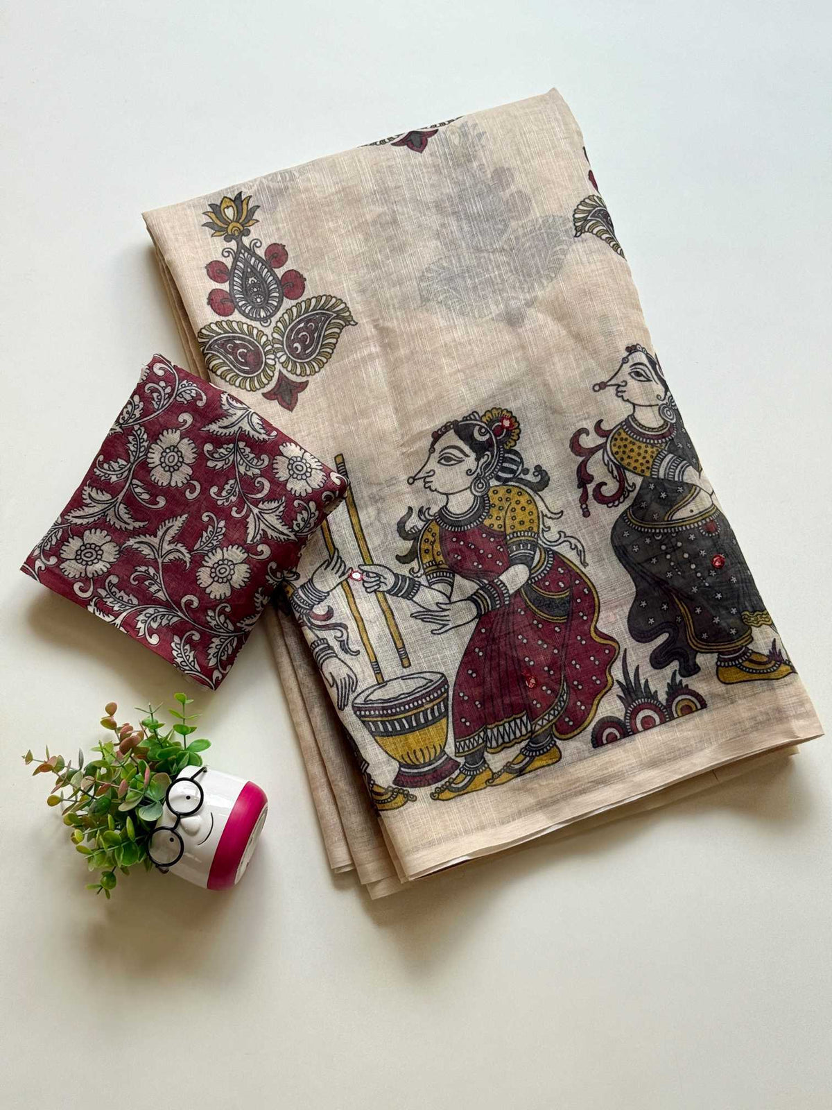 Linen Floral Saree