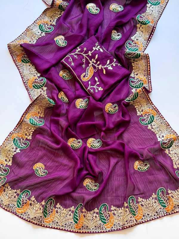 Satin Chiffon Saree