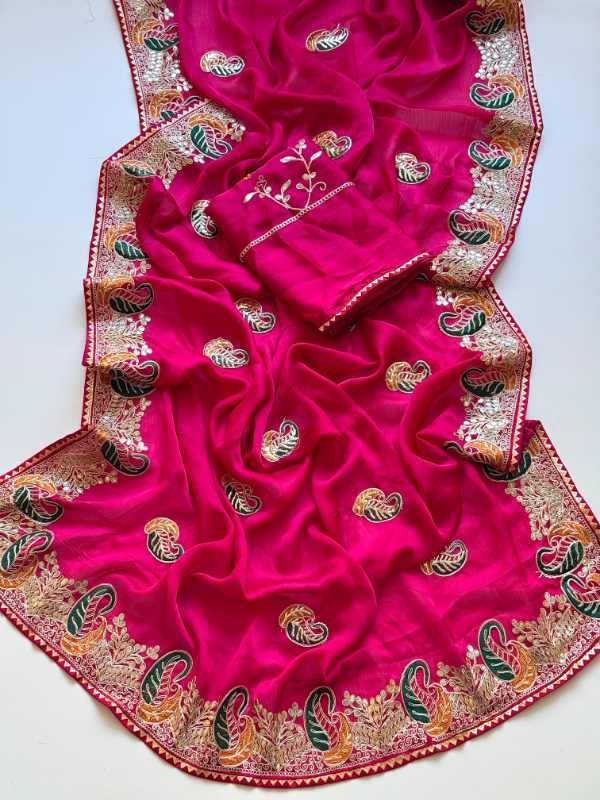 Satin Chiffon Saree