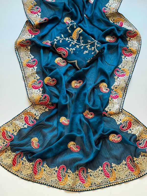 Satin Chiffon Saree