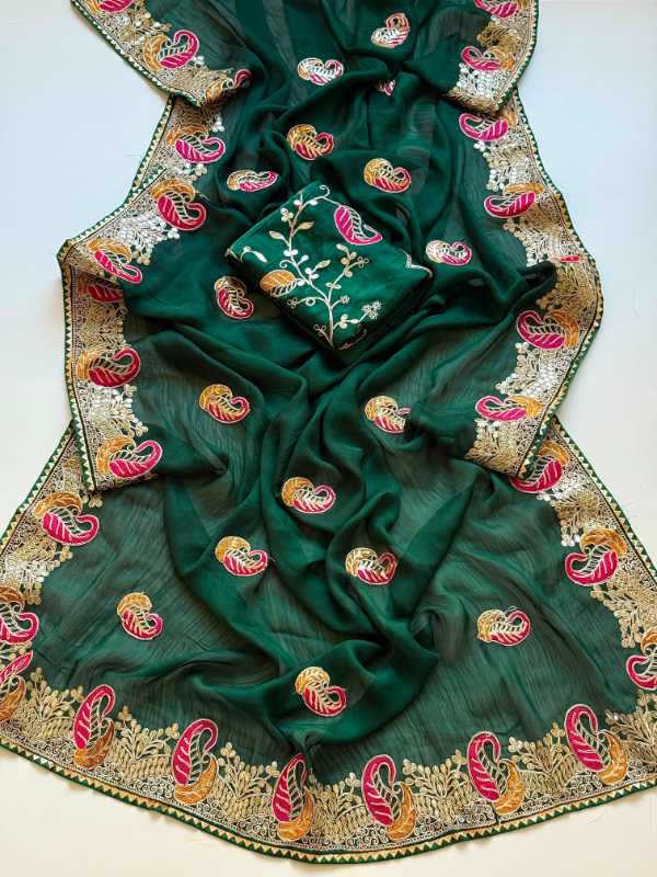 Satin Chiffon Saree