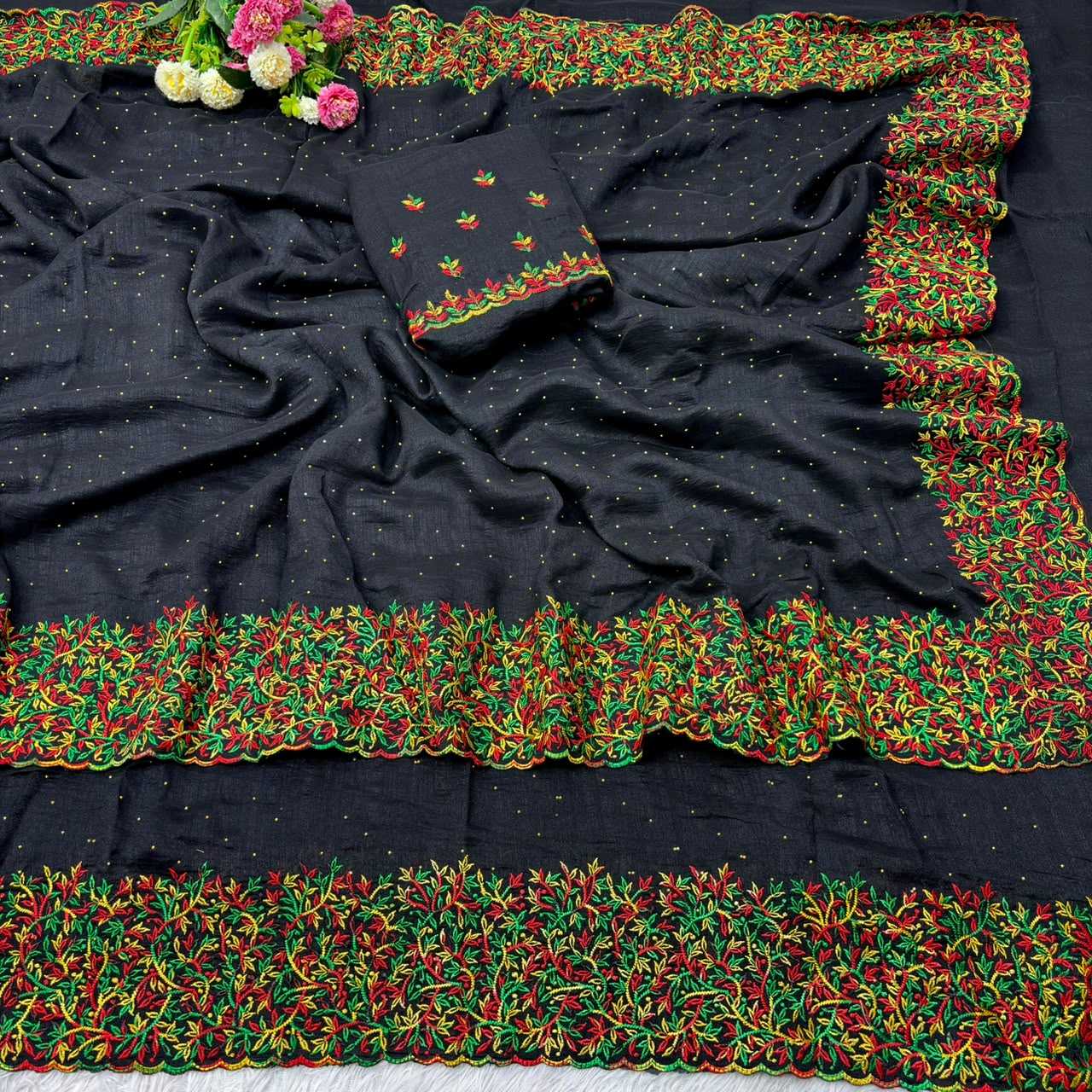 Soft Vichitra Party Wear Saree