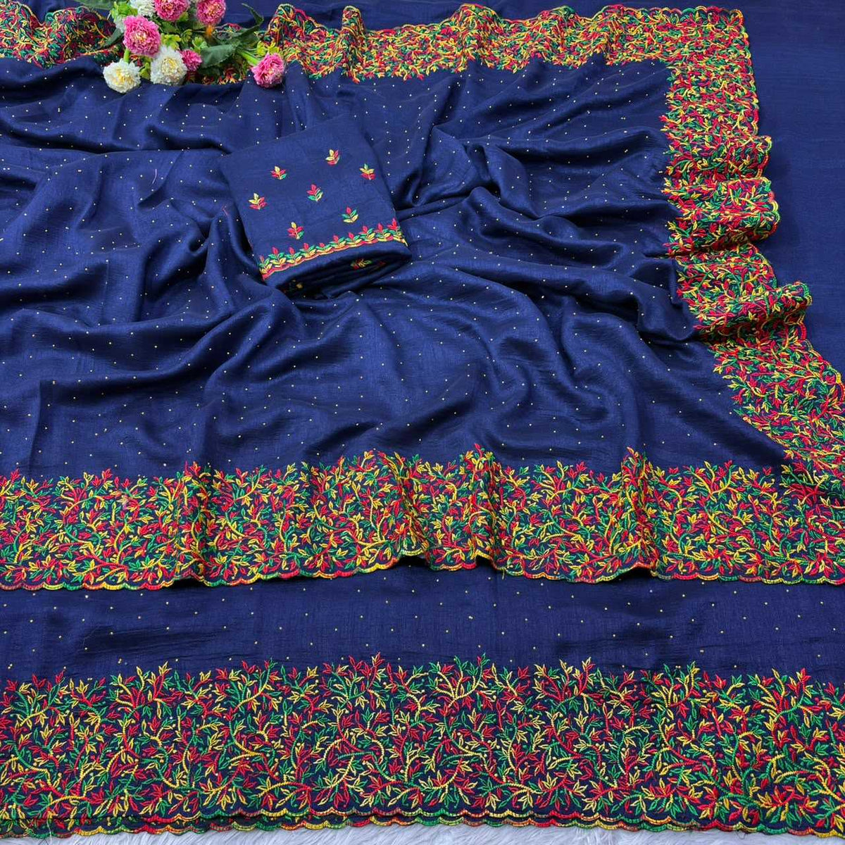 Soft Vichitra Party Wear Saree
