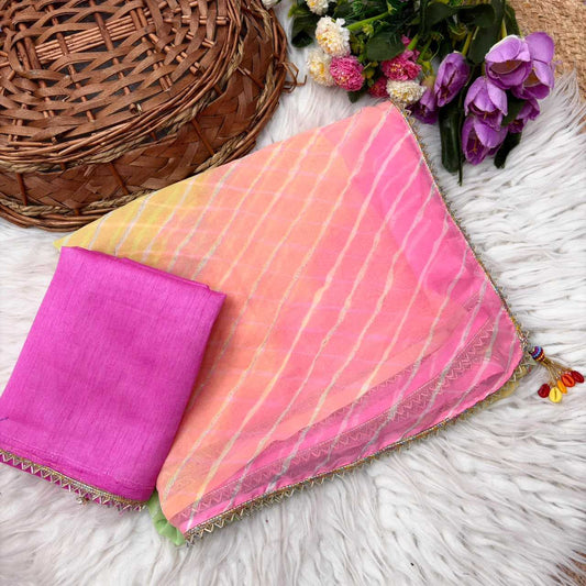 Jamkudi Georgette Fancy Saree in Lavender Purple