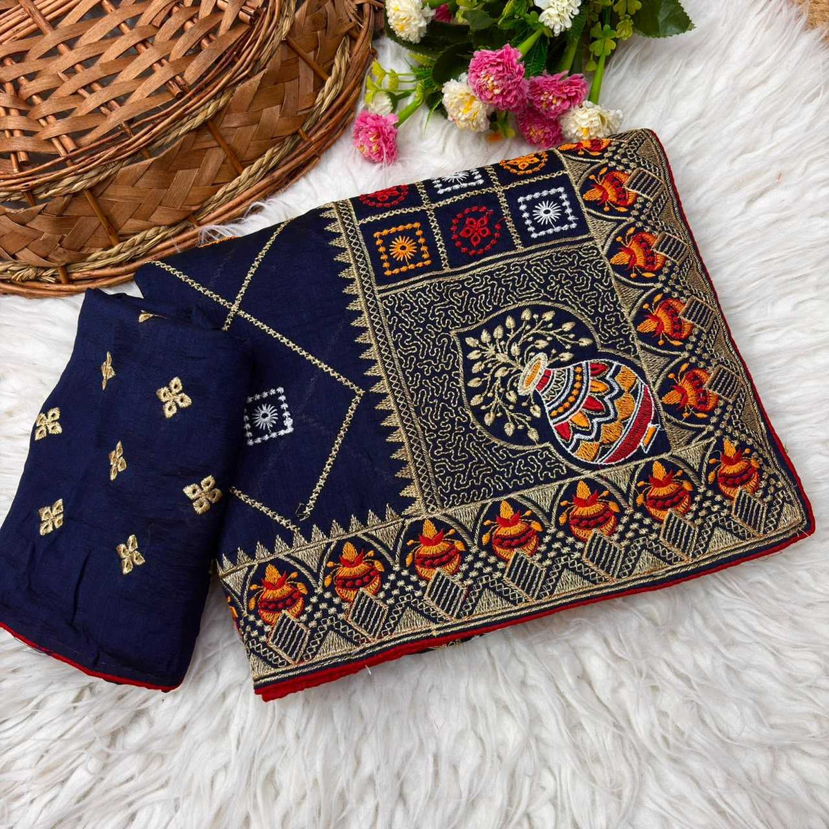 Soft Vichitra Party Wear Saree
