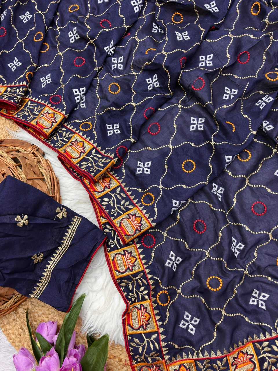 Soft Vichitra Party Wear Saree