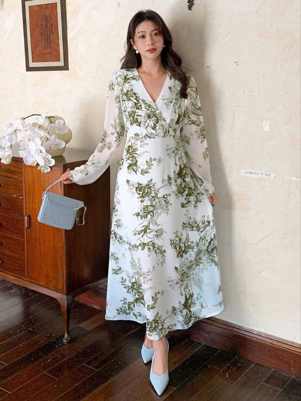 Deep Georgette Midi Dress