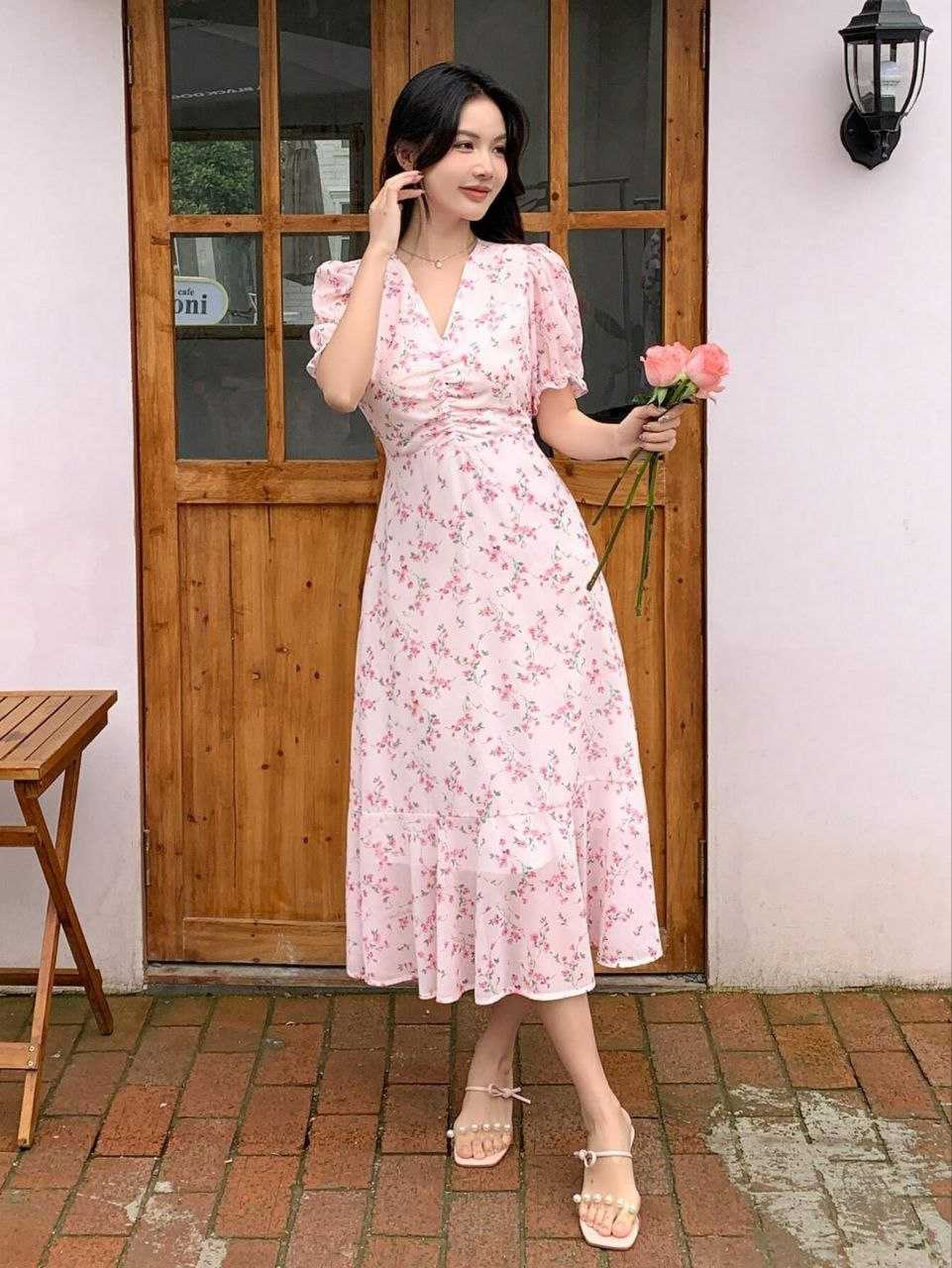 Ruched Georgette Designer Dress JT-142261