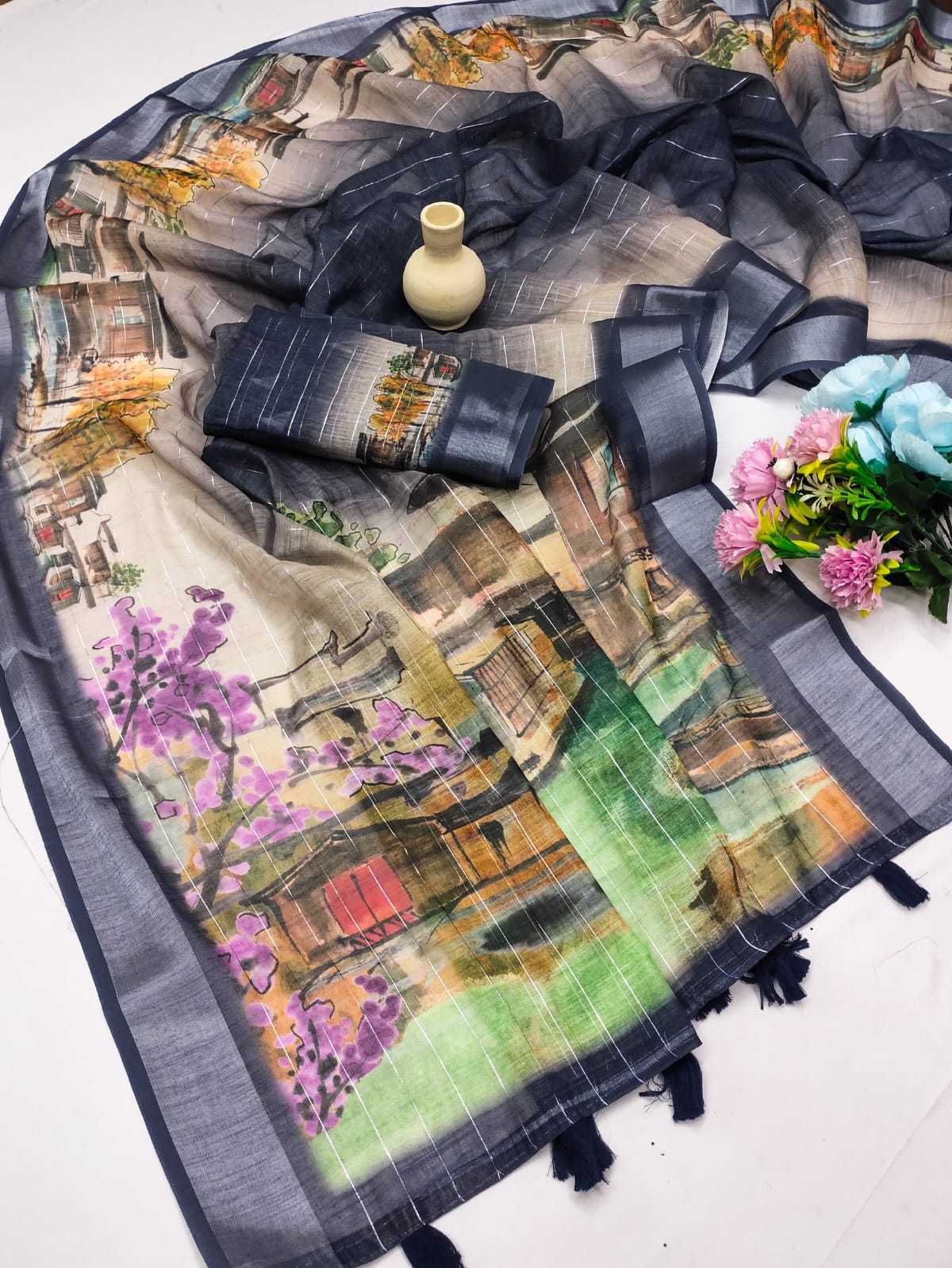 Linen Designer Saree