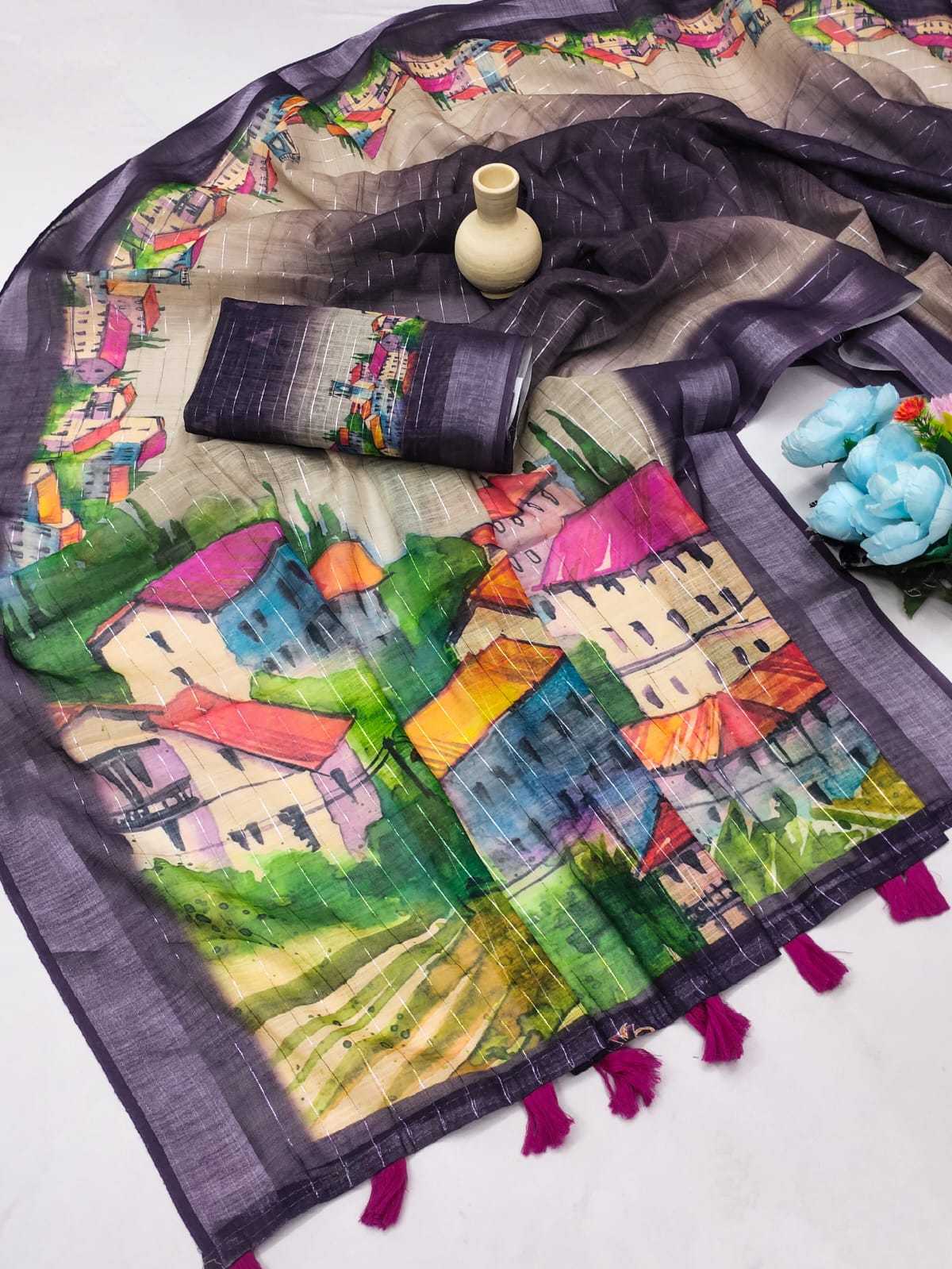 Linen Designer Saree