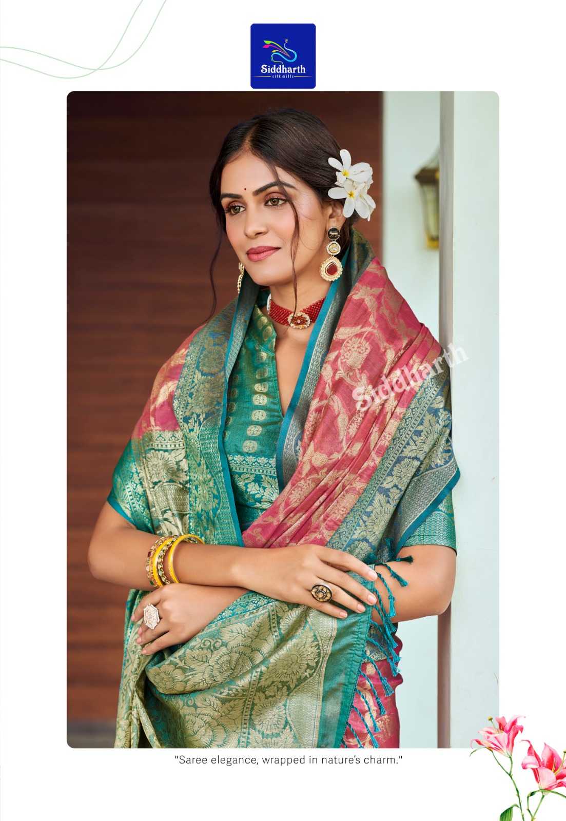 Banarasi Soft Silk Saree in Jungle Green