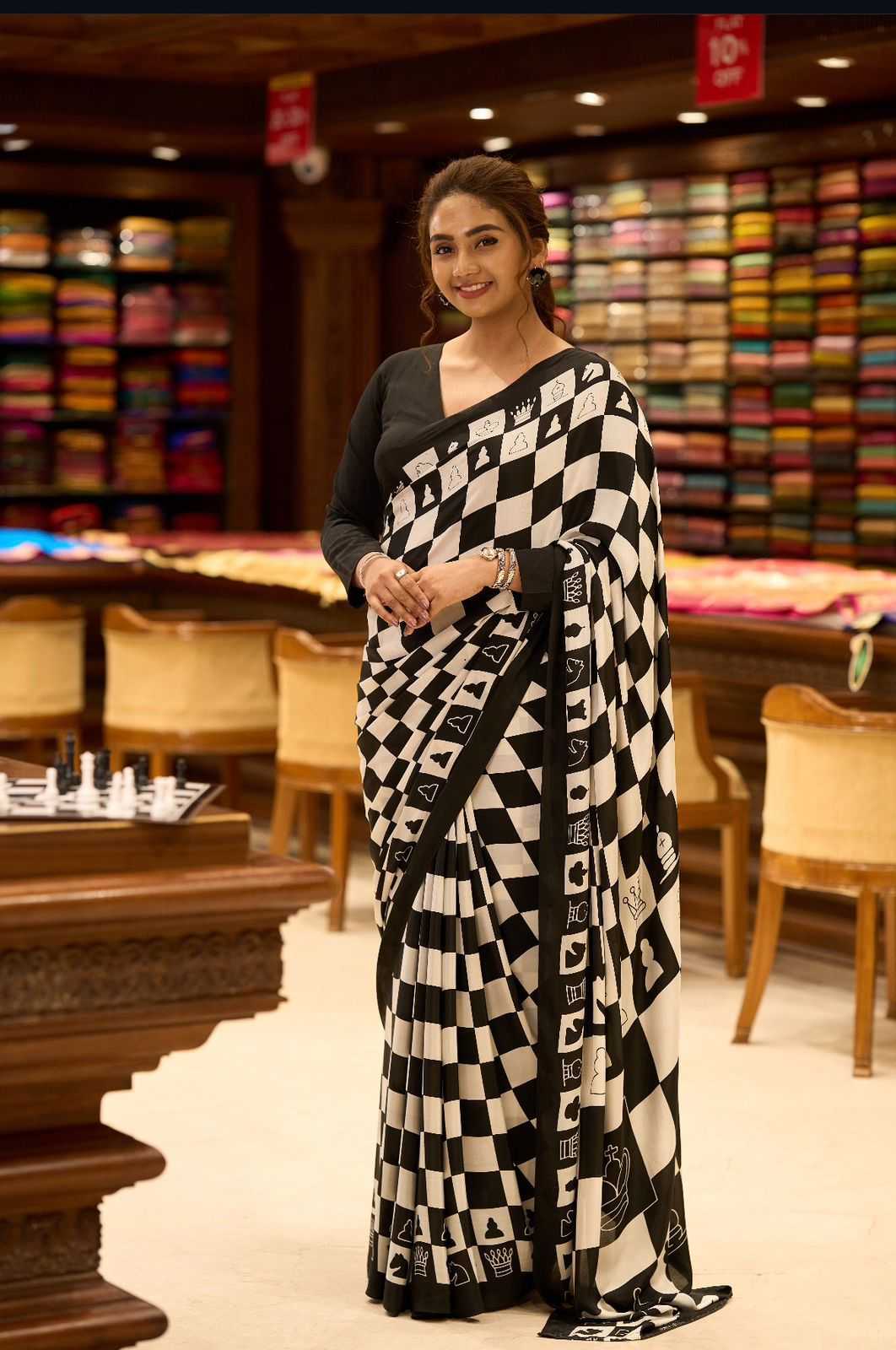 Chess Satin Printed Saree