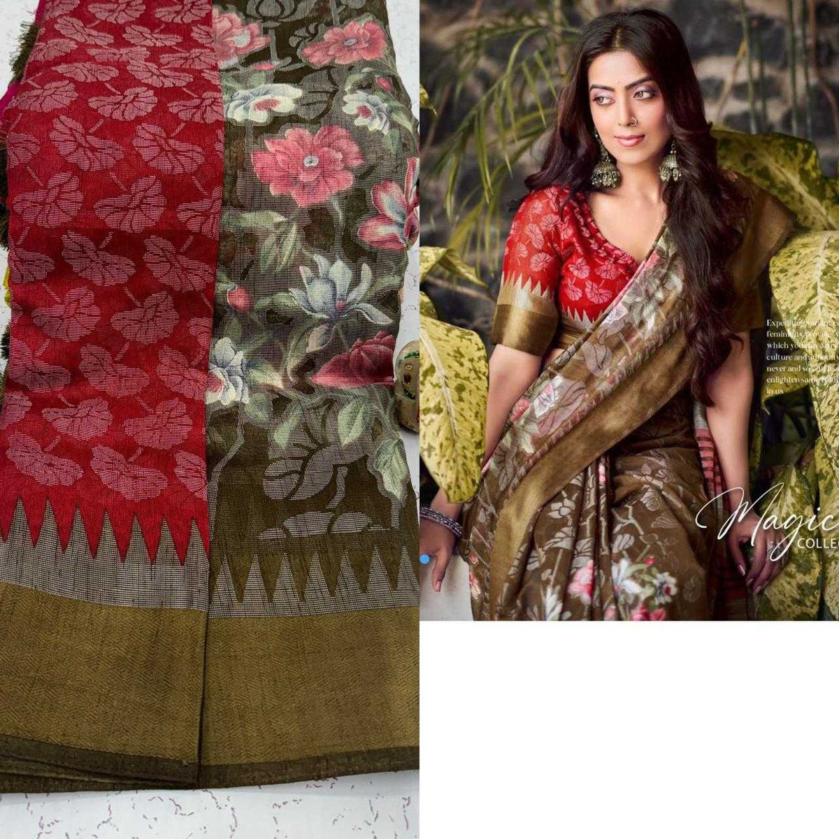 Palak Linen Designer Saree