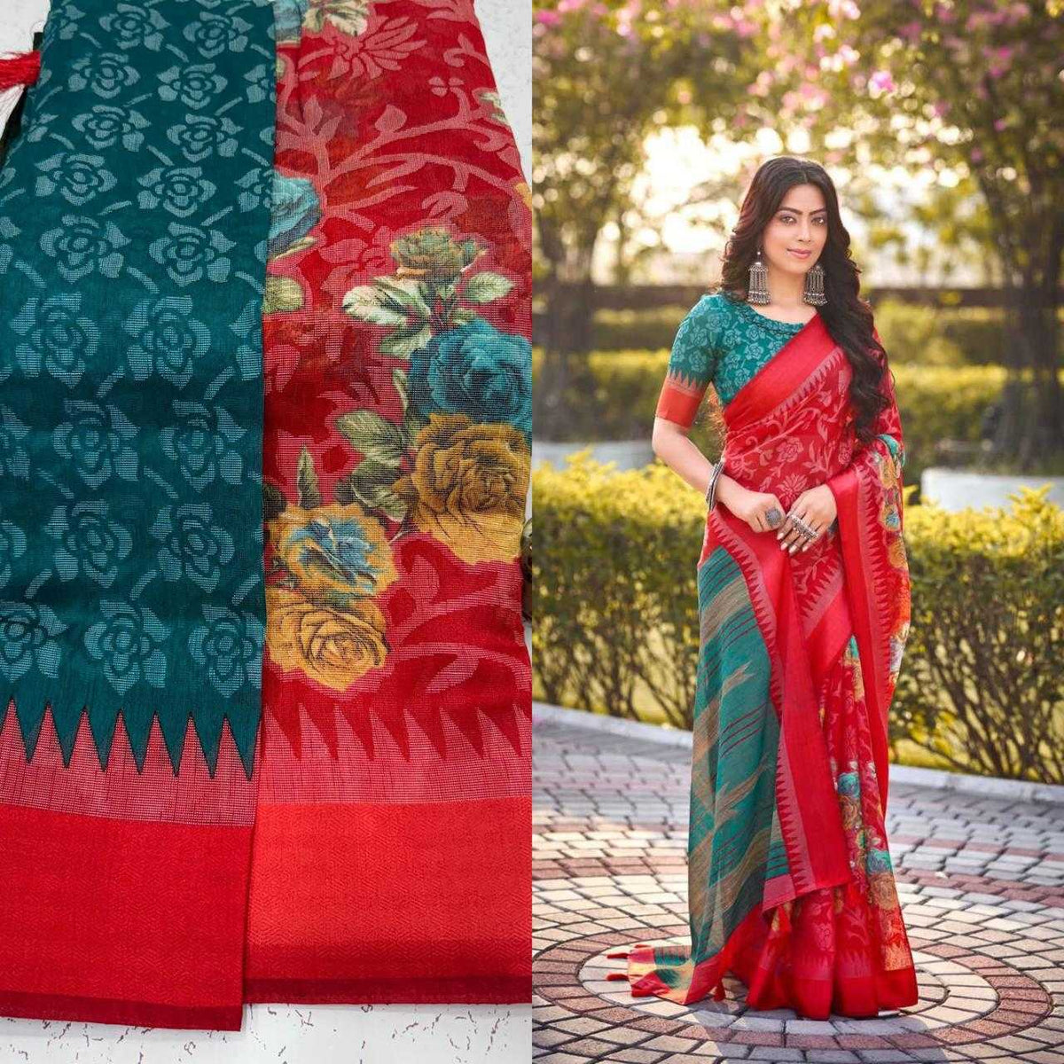 Palak Linen Designer Saree