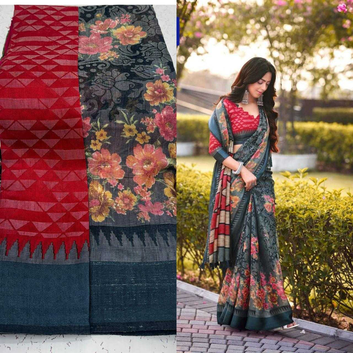 Palak Linen Designer Saree