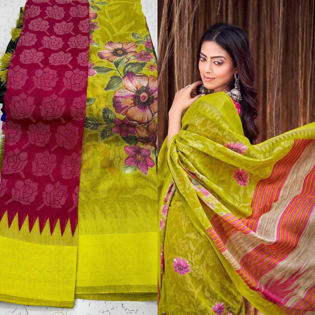 Palak Linen Designer Saree