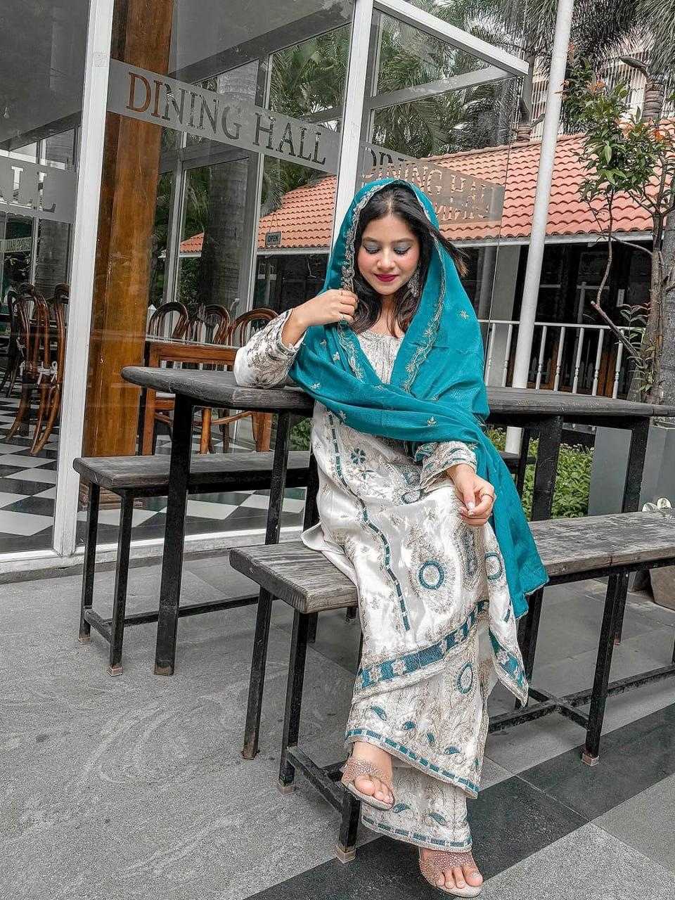 Chinon Silk Embroidery Suit