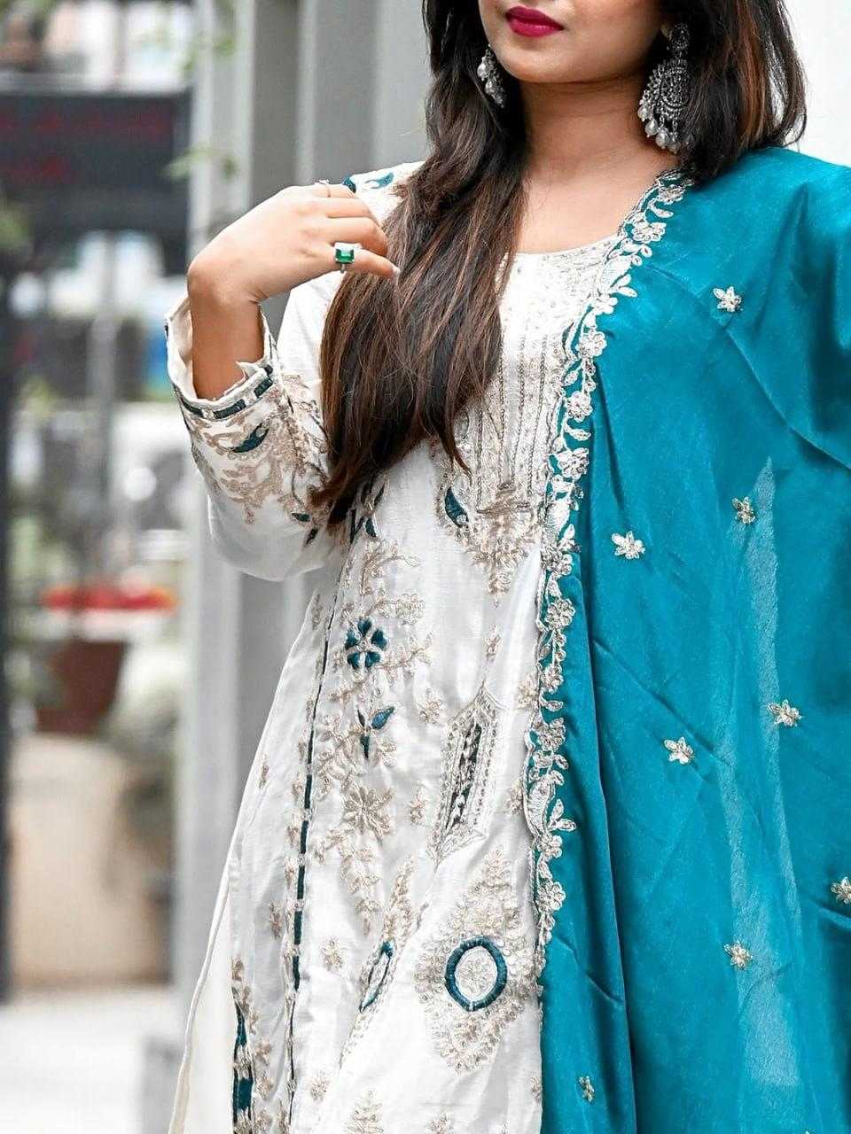Chinon Silk Embroidery Suit