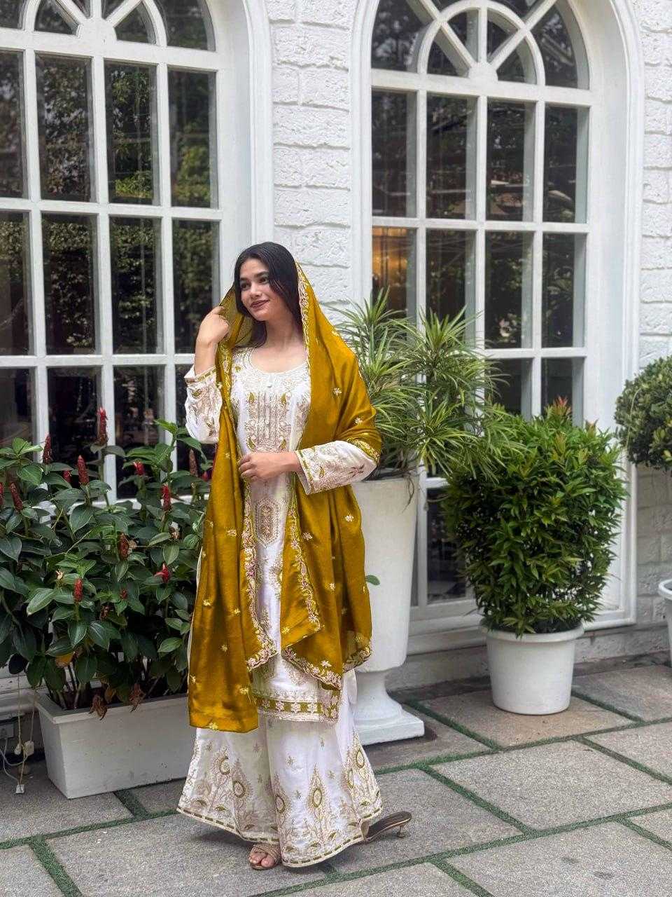 Chinon Silk Embroidery Suit