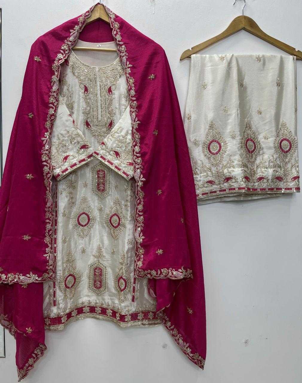 Chinon Silk Embroidery Suit