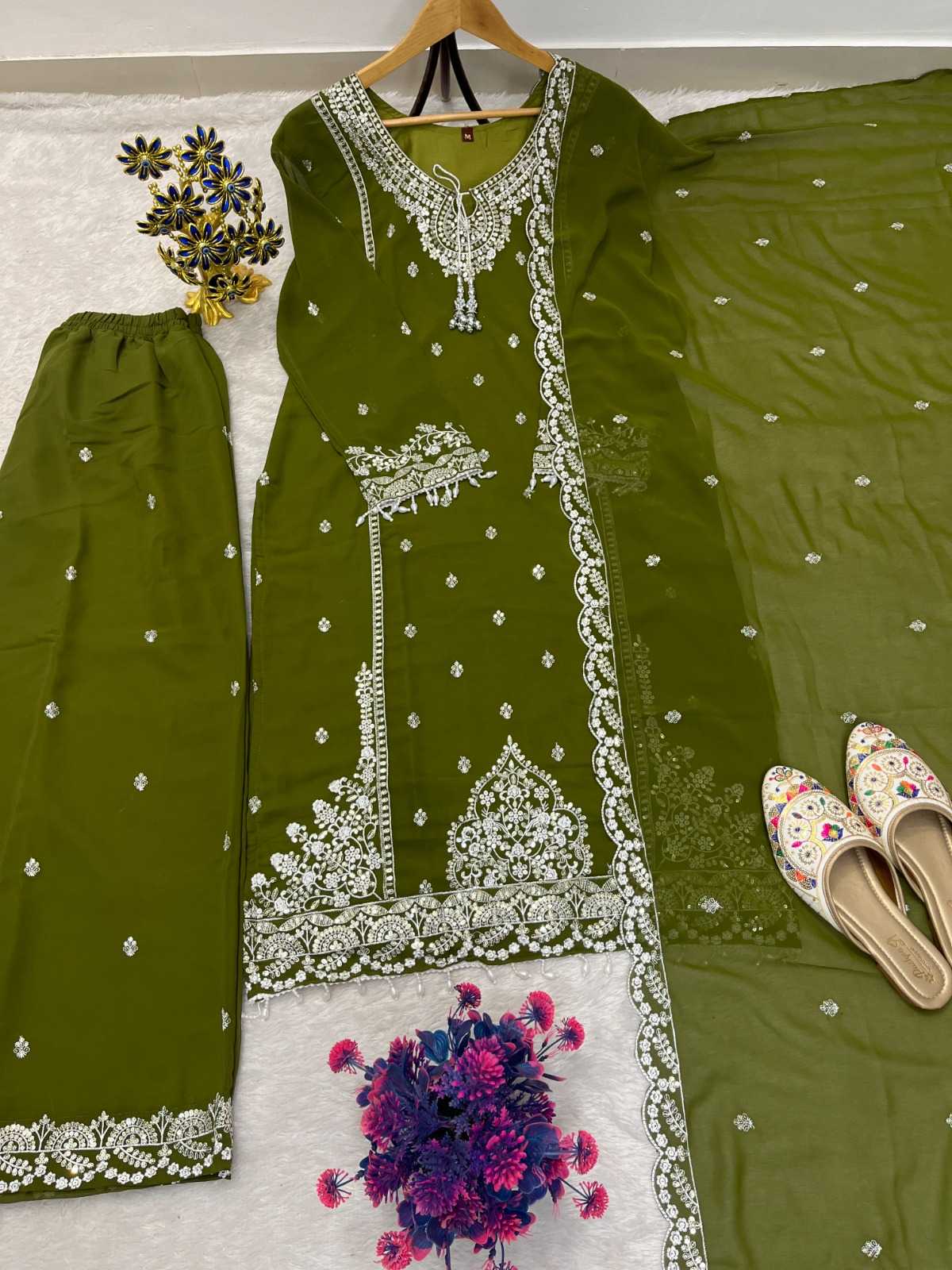 Faux Georgette Embroidery Suit